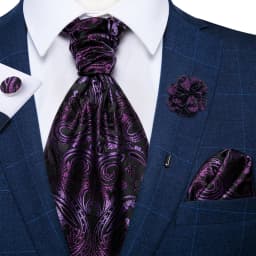 Classic Wedding Ascot Tie For Men Yellow Gold Red Paisley Floral Scarf Neck Tie Brooch Pin Set Cravat Ascot Tie For Banquet