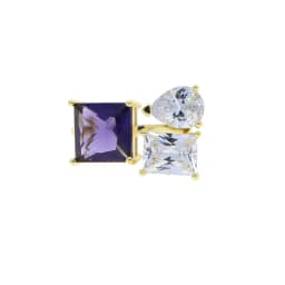 Geometric Square Rectangle Tear Drop Colorful CZ Ring Open Adjusted Multi Colors Women Finger Jewelry