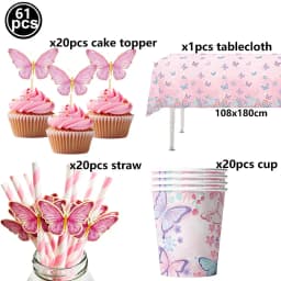1set Pink Butterfly Balloons 32inch Number Balloon Set Happy Birthday Butterfly Foil Balloon Baby Shower Birthday Party Decors
