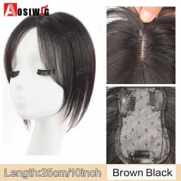 Long Straight Topper Hair Piece With Bangs Invisible Seamless Clip Overhead Toupee Invisible Replacement block Cover White Hair