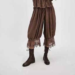 Women's Y2K Loose Fit Bloomers Cropped Pants Drawstring High Waist Floral Lace Patchwork Calf-Length Lantern Trousers