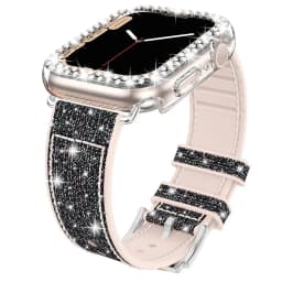 Case+silicone Leather Strap For Apple watch band 41mm 45mm 40mm 44mm 38mm 42mm 44 Bling bracelet iWatch serie 3 4 5 6 se 7 strap