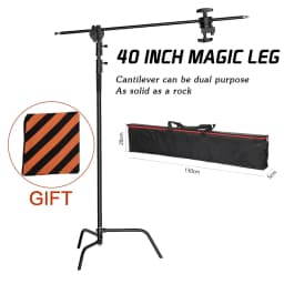 SH 2.6/3.3M Black&Silver Photography C Stand Light Stand Heavy Duty Stainless Steel Magic Leg Arm Crossbar Grip Head Tripod
