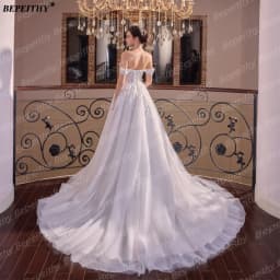 BEPEITHY Customized Strapless A Line Wedding Dresses For Women 2026 Spring Off Shoulder Lace Bride Plus Size Bridal Gown