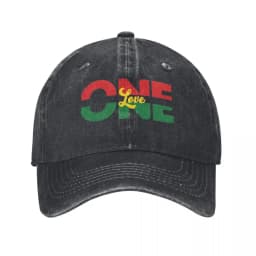 Get Up Stand Up Reggae Rasta Baseball Cap Vintage Distressed Denim Washed Bob Marley Snapback Hat Unisex Adjustable Fit Cap
