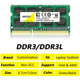 DDR3 DDR3L 4GB 8GB Laptop Memory Module Ram PC3 1.5V 1333 1600 1866Mhz PC3L 1.35V 8500 10600 12800 Sodimm Notebook Memoria Ram