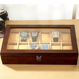 M&Q Solid Wood Watch Storage Box With Clear View Window Metal Latch Handmade Wristwatch Display Organizer Watch Gift Box