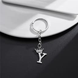 Unique DIY Crown Stainless Steel A-Z Letters Pendant Keychains for Men Women 26 Alphabet Car Key Ring Name Jewelry Keyrings Gift