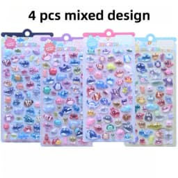 1 pc/4 pcs Cute Marine Fish Shark 3D Relief Stickers Scrapbooking Diy Journal Cute Stationery Sticker School Gift