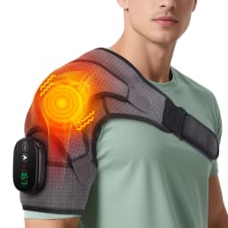 Cordless Shoulder Heating Pad, Shoulder Massager for Pain Relief Deep Tissue, Heated Shoulder Wrap with Heat and Massage for Men Women, Rotator Cuff Pain Heating Pad, Grey
