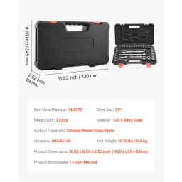 SucceBuy Socket Set 86 Pieces 3/8 1/4 1/2in Drive Socket and Ratchet Set SAE Metric Mechanic Tool Kit with Ratchet Wrench