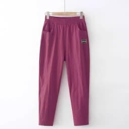 Slimming Straight Leg Cotton Linen Harem Pants Women's High Waist Summer Casual Trousers Pure Color Versatile Loose Fit Thin