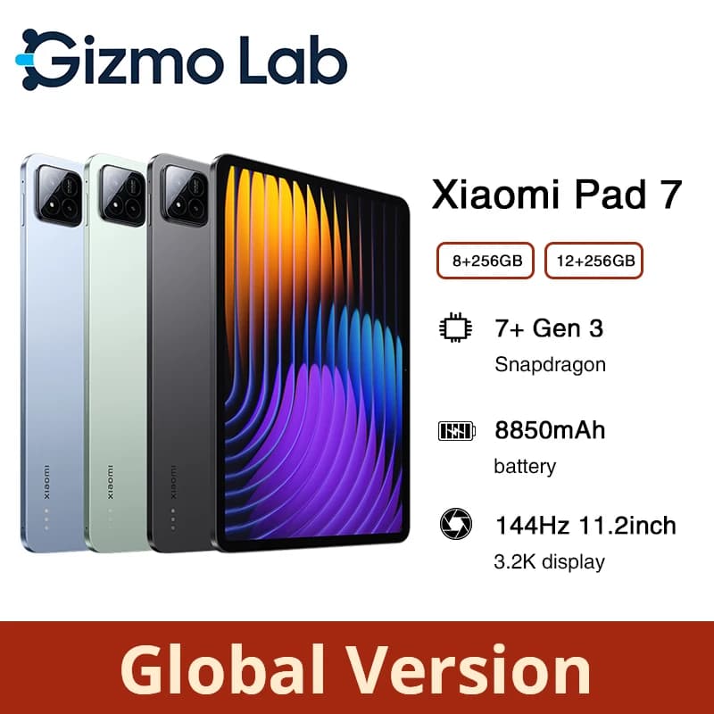 Global Version Xiaomi Pad 7 Mi Tablet PC Snapdragon 7+ Gen 3 3.2K 144Hz Screen 8MP 13MP Camera 8850mAh 45W Charging