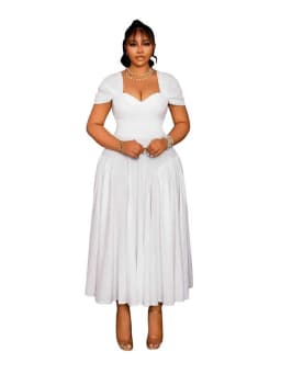Summer Dress for Women Solid Color Square Collar Casual Plus Size Dress Strapless Slim Fitting Classy Elegant Dress Mid Length