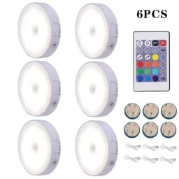 Night Light With Motion Sensor Wireless LED USB Rechargeable Lamp RGB Mood Puck Lights For Bedroom Bedside Cabinet Decor