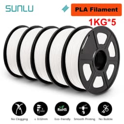 SUNLU 5KG 3D PLA/PETG/PLA PLUS/Clear Filament 1.75mm 5Roll 1KG Printer Neatly Wound 3D Filament for 3D Printer & 3D Pen