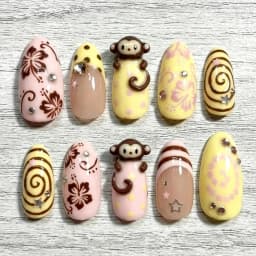 30pcs Sweet Pink Almond False Nails Cartoon Cat Music Note Polka Dot Butterfly Pattern Press On Nails French Style Manicure Art