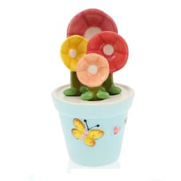 4Pcs Ceramic Measuring Spoon with Base Set 1/4 Tsp 1/2 Tsp 1 Tsp 1 Tbsp Ceramic Flower Pot Shape Kitchen Tool Baking Scale Spoon
