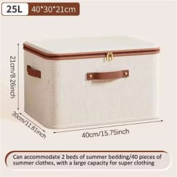 Large Household Storage Box Heavy-duty Hard Shell Cotton Linen Zipper Storage Organizer Box with Lid for Clothes Toys Blankets 