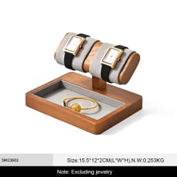 WoodTen Solid Wood Watch Display Stand with Drawers Double Layered Watch Necklace Bracelet Organizer Rack Jewelry Bracelet Stand