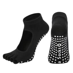 Women Backless Five Toe Yoga Socks Non-Slip Cotton Ladies Dance Ballet Socks Open Half Breathable Fitness Sport Sock for Pilates