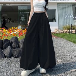 Women's Oversized High Waist Wide Leg Pants Spring Summer Solid Color Casual Cropped Pants Woman Loose Puffy Lantern Trousers
