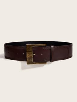 Brown Black Red Vintage Wide Belts PU Leather Girdle Square Antique Copper Buckle Men Women Jeans Accessories