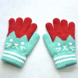 Cute 6-11Y Children Thickened Warm Gloves For Students Winter New Cat Knitted Mittens Outdoor Knitting Cycling Skiing Gloves