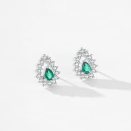 Ailmay 925 Sterling Silver Luxury Water Drop with Green Zircon Pendant Necklace Earrings for Women Jewelry Sets Party Gift