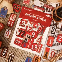 24 Pcs Retro Alphabet, Number & Symbol Label Stickers Sticker Pack Scrapbooking Diary Vintage Decoration Junk Journal Stickers