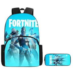 Fortnite Cartoon 2-Piece Set Backpack with Front Pocket Pencil Case Unisex Large Capacity School Bag Ages 5-8