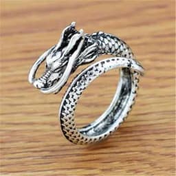 Jisensp Gothic Punk Dragon Ring Men Retro Viking Animal Adjustable Finger Rings for Women Personality Magical Cool Jewelry Gifts