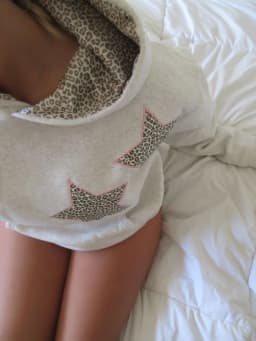 Ladies Autumn Winter Simple Grey Pullover Hoodie Leopard Print Pentacle Star Loose Girl Y2K Basic All-in-one Fashion Casual Tops