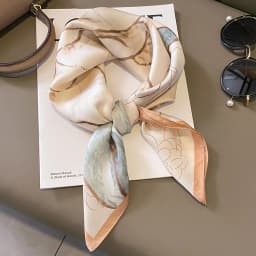 2025 New Green Print Square Scarf Simulated Silk Thin Satin Neck Scarf Elegant Ladies Professional Decorative Small Scarf