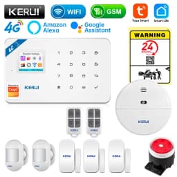 KERUI Security Alarm System Kit W184 4G WIFI GSM Alarm Wireless Home Tuya Smart APP Control Motion Sensor Burglar Support Alexa