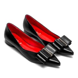 2025 CHCH Women's Flat Shoes New Black Pointed Bow Business Shoes Comfortable Commuting Women Shoes