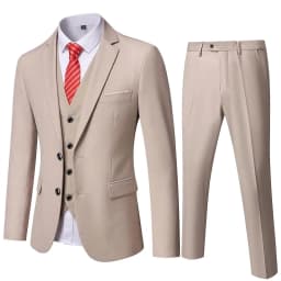 ( Blazer + Vest + Pants ) Men's Suit Slim 3 Pieces Set Solid Wedding Party Prom Groom Best Male Formal Business Suit