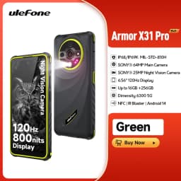 Ulefone Armor X31 Pro 5G Rugged Phone Android 14 Waterproof Smartphone 6.56”16GB RAM 256GB ROM Sony ® Night Camera 64MP NFC