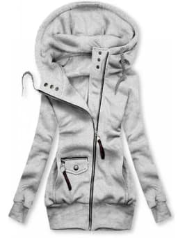 Slimming Printed Hoodie Women's Drawstring Long Sleeve Thickened Polyester Fiber Commute Style Cardigan Sweater