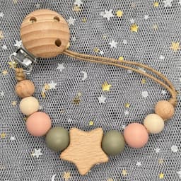 Custom Personalized Name Baby Pacifier Clip Bear Pacifier Chain Holder for Baby Teething Soother Chew Toy Food Grade Dummy Clips
