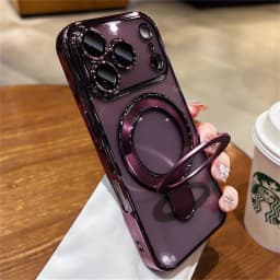 Luxury For Magsafe Bracket Case For iPhone 16 17 18 15 14 13 12 Pro Max 16 Plus Magnetic Ring Stand Holder Clear Acrylic Cover