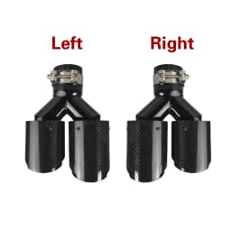 Car Carbon Fiber Glossy Muffler Tip Y Shape Double Exit Exhaust Pipe Mufflers Nozzle Decoration Universal Stainless Black