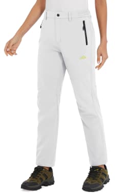 TACVASEN Womens Winter Waterproof pants Fleece Lined Softshell Trousers With Zipper Pockets Thermal Cargo Outdoor Ski Pants