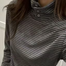 Slimming Effect High Collar Long Sleeve Women's T-shirt Korean Style Vintage Stripes Loose Fit Base Shirt Inner Wear Top
