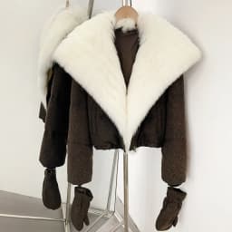 OFTBUY Duck Down Coat with Matching Gloves New Winter Warm Outerwear with Real Fox Fur Women Luxury Wool Blend Puffer Jacket