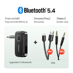 UGREEN Bluetooth 6.0 5.4 Car 3.5mm AUX Jacks for Car Speakers Audio Music Hands Free Bluetooth 5.3