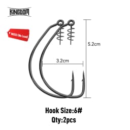 Kingdom Spring Fishing Hooks 3# 5# 6# 8# 10# Carbon Steel Lead Crank Hook with Spring Lock Soft Bait Fishing Gear Accessories