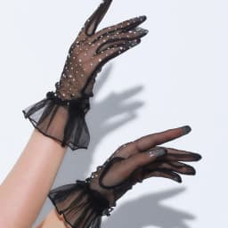 Women Sexy Lace Wrist Mesh Flash Diamond Thin Transparent Short Gloves Club Nightclub Party Cosplay Performance Accessories