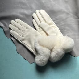 Autumn winter women's genuine leather gloves 100% real rex rabbit fur genuine sheepskin mittens black red blue pink