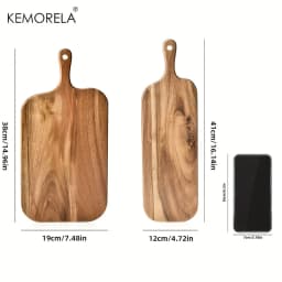 Acacia Wood Cutting Board with Handle - for Cheese Bread Butcher Block for Restaurant Kitchen & Home Use Two Sizes Available